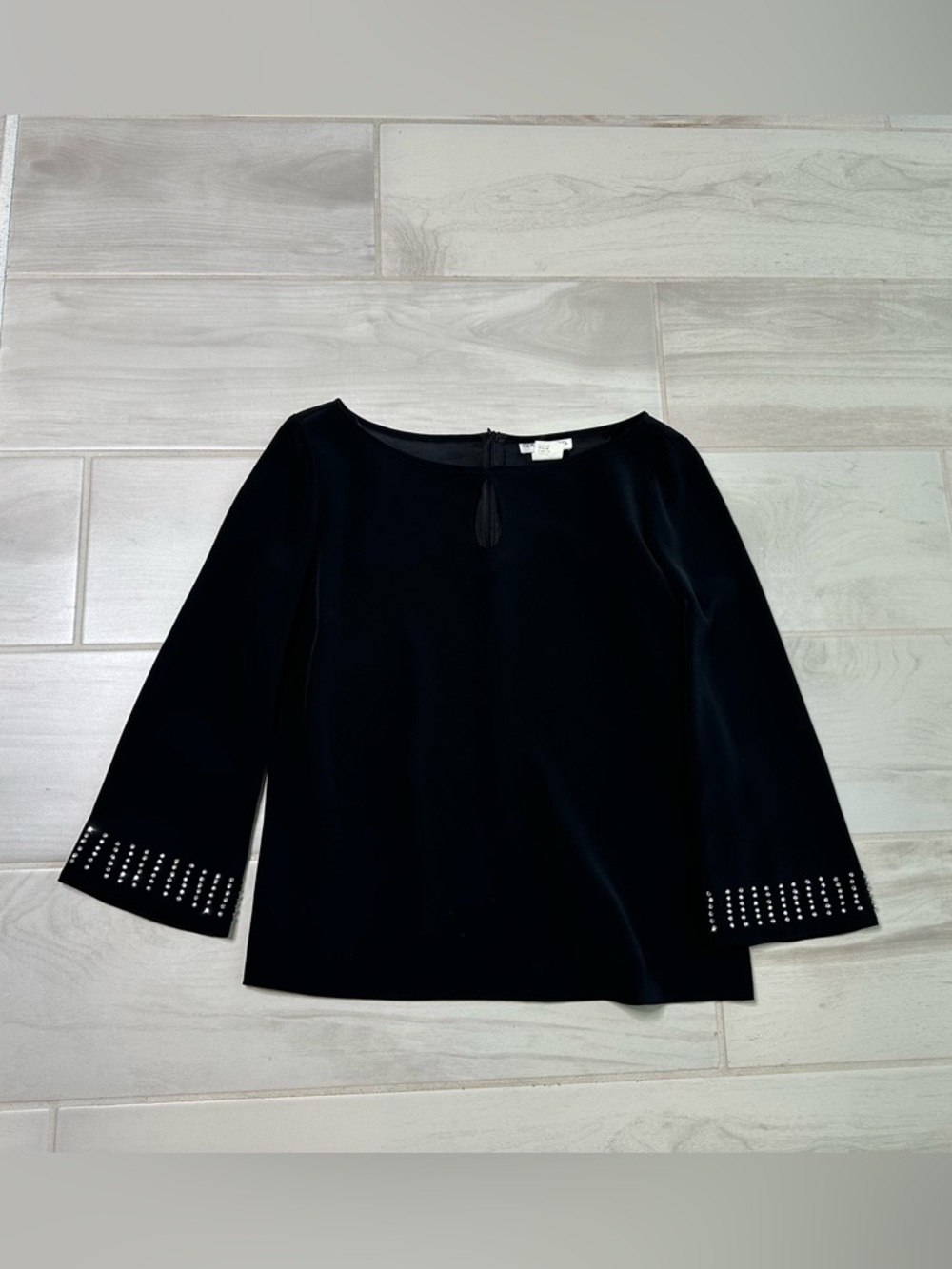 Gerard Darel Black Long-Sleeve Jewel-Cuff Top